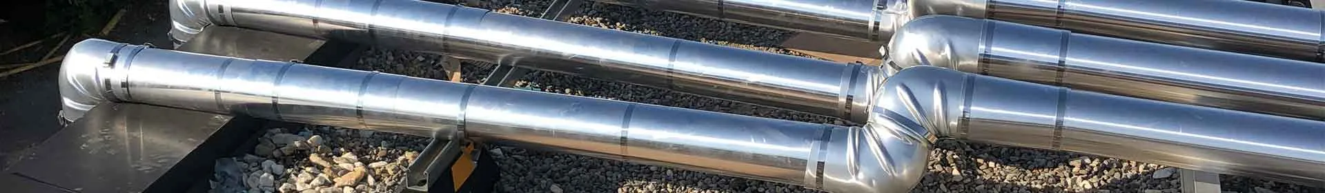 Commercial building pipe insulation being inspected